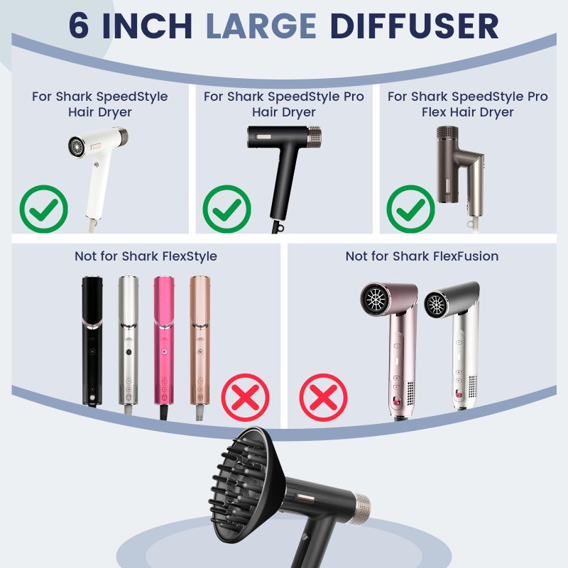 Chivixe Large Diffuser Attachment For Shark Speedstyle Hair Dryer, Upgraded Bigger Diffuser For Shark Speed Style Pro/Pro Flex, Dryer Faster And Define Curls Hair, Black - Image 2